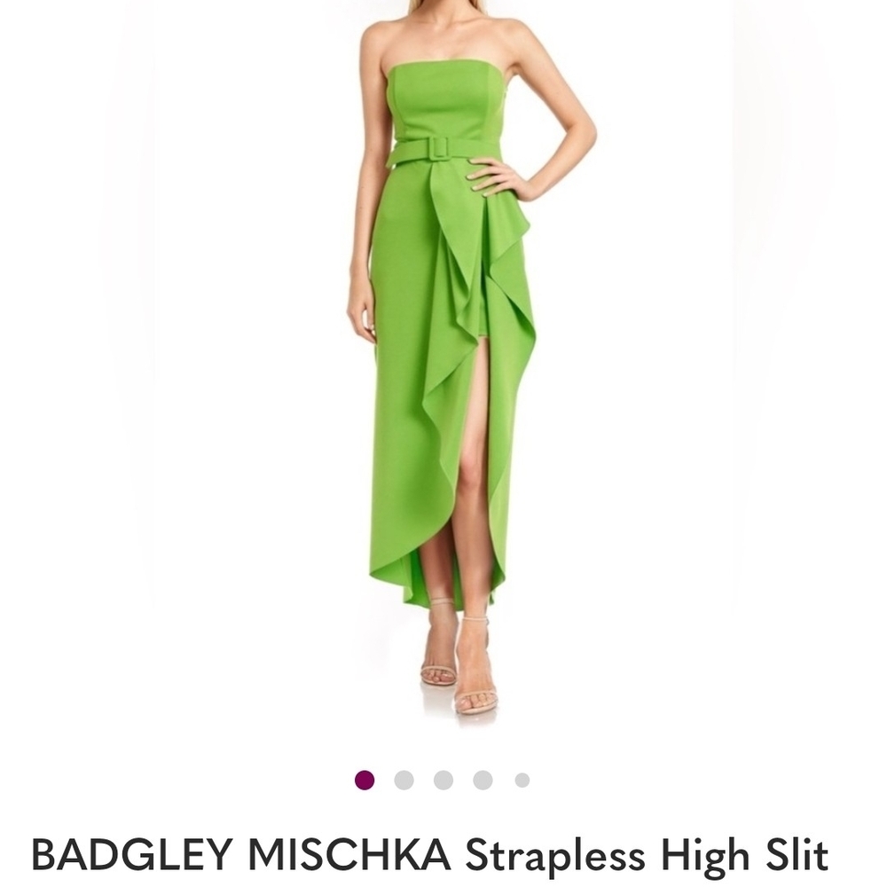 Badgley Mischka Strapless Green Dress Pristine Condition